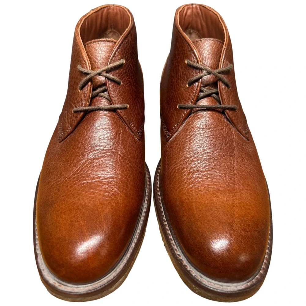 JOHNSTON & MURPHY Copeland Men 8M Brown Mahogany Tumbled Leather Chukka Boots